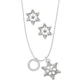 thumbnail image 1 of Delight Jewelry Silvertone With Brave Wings Eternity Ring Silver tone Snowflake Charm Necklace and Stud Earrings, 1 of 4