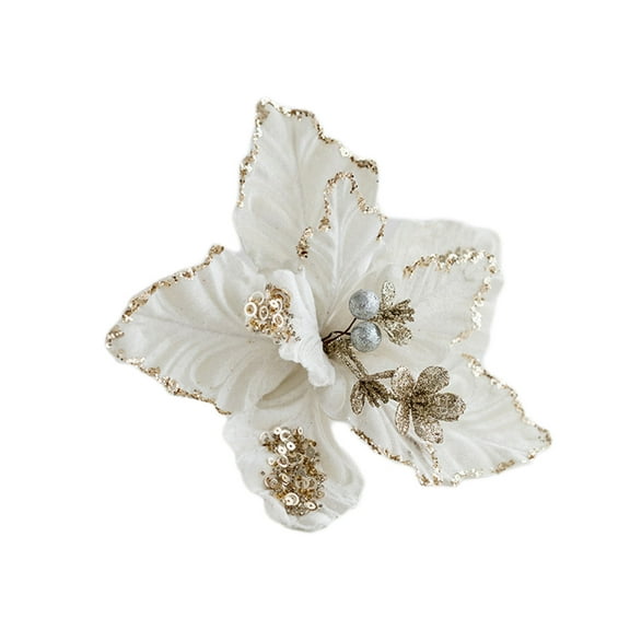 Qholemyo Christmas Glitter Magnolia Magnolia With Stems Christmas Tree Decoration Flower Wreath Christmas Year Decoration Holiday Gift artificial flowers fake plants faux indoor plants