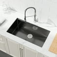 thumbnail image 5 of Acpouw Kitchen Sink 33"x19" Multifunctional undermount Flying Rain Waterfall S304 Stainless Steel Handmade Modern Single Bowl Kitchen Sink Black, 5 of 6