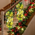 thumbnail image 5 of LED Christmas Swag Prelit with Shatterproof Ornaments and Berries,Cordless Light Up Stairway Swag Garland for Front Door Stair Windows Fireplace Wall Hanging Decor,Xmas Decor with Bowknot, 5 of 6