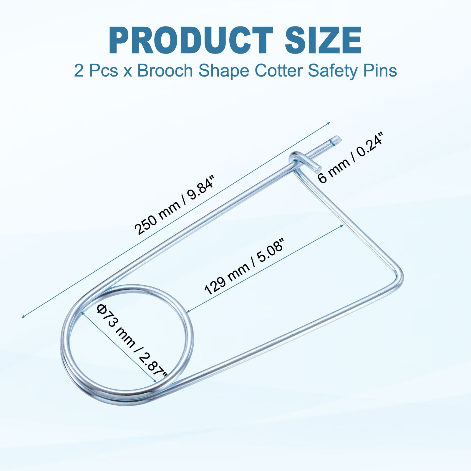 Uxcell 0.24"x5.08" Brooch Shape Cotter Safety Pin Spring Pin Fastener 2Pcs Steel Quick Lock for Farm Garden Lawn Hook Hitch