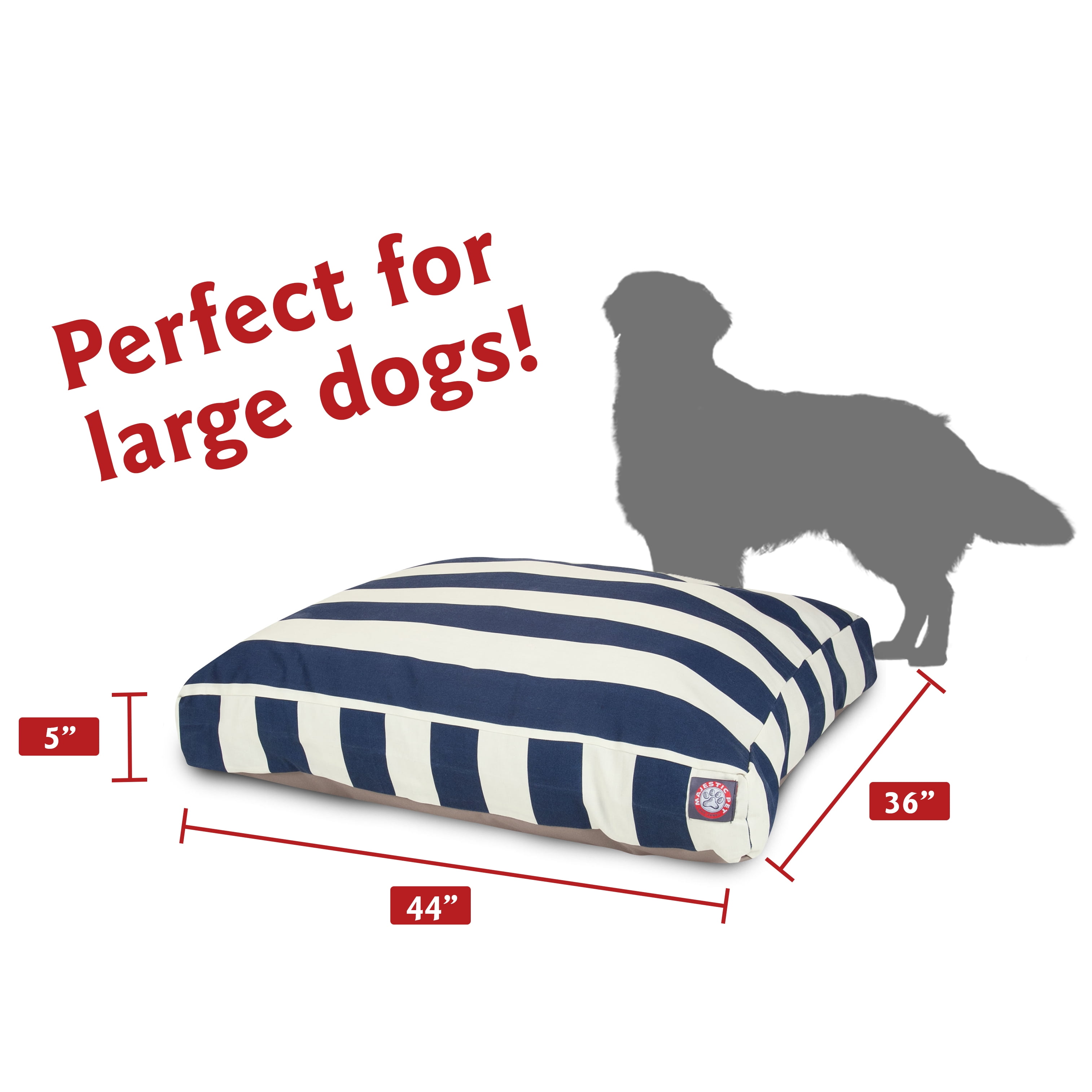 Majestic Pet | Vertical Stripe Rectangle Pet Bed For Dogs, Removable Cover, Navy Blue, Large