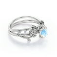 thumbnail image 4 of JeenMata 0.50 Carat Round Faceted Blue Moonstone Wedding Set - Intricate Vintage Moonstone Ring - 18k White Gold over Silver, 4 of 6