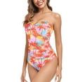 thumbnail image 2 of RELLECIGA Women's Twist Front Ruched One Piece Swimwear Bandeau Strapless Swimsuit Tummy Control One piece Bathing Suit, 2 of 8
