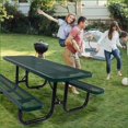 thumbnail image 5 of Picnic Tables | Mesa de Picnic, 6 ft Outdoor Steel Picnic Table with Umbrella Hole, for Patio Campground, Forest Green | Rectangle | Carbon steel, 5 of 7