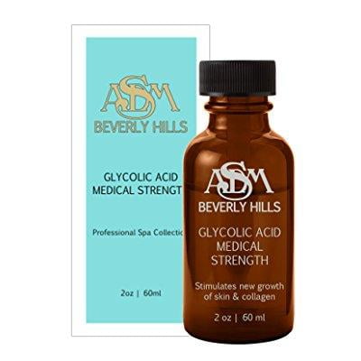 asdm beverly hills 25% glycolic acid peel |2 ounces| anti-aging treatment for wrinkles, acne scars, blackheads, fine lines, oily skin, and dry skin- chemical exfoliate dissolves dead skin