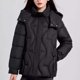 thumbnail image 1 of Parkas de manga larga para mujer, color liso, con capucha, de invierno, gruesa, informal, de algodón, chaqueta de manga larga de algodón, parte superior de poliéster para mujer, 1 of 4