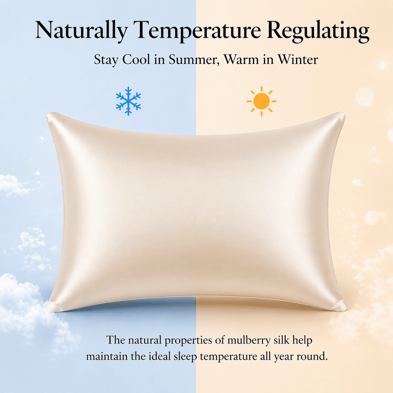 Beige Silk Pillow Cases Queen, 100% Mulberry Silk Pillowcase for Hair and Skin Made in USA, 22 Momme Silk Pillow Cover with Zipper, Anti Acne, Soft, 1 Pack 20"x30"