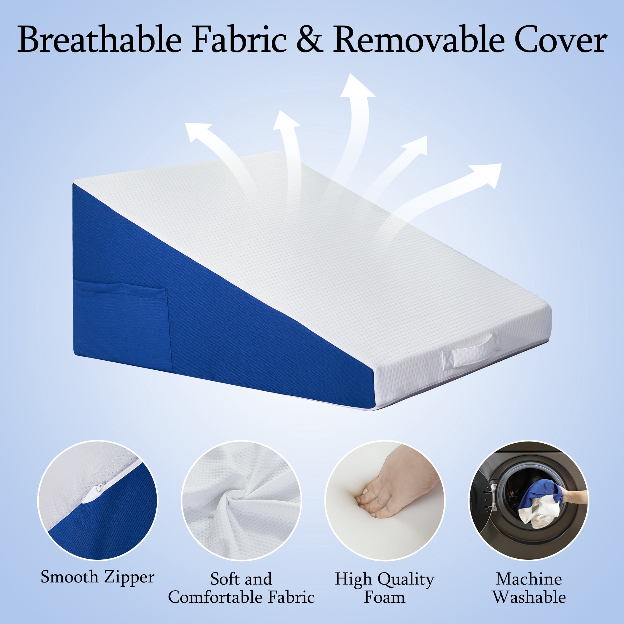 Jakoola Wedge Pillow for Sleeping and Back Support,Leg Elevation Pillow for Relief and After Surgery, White