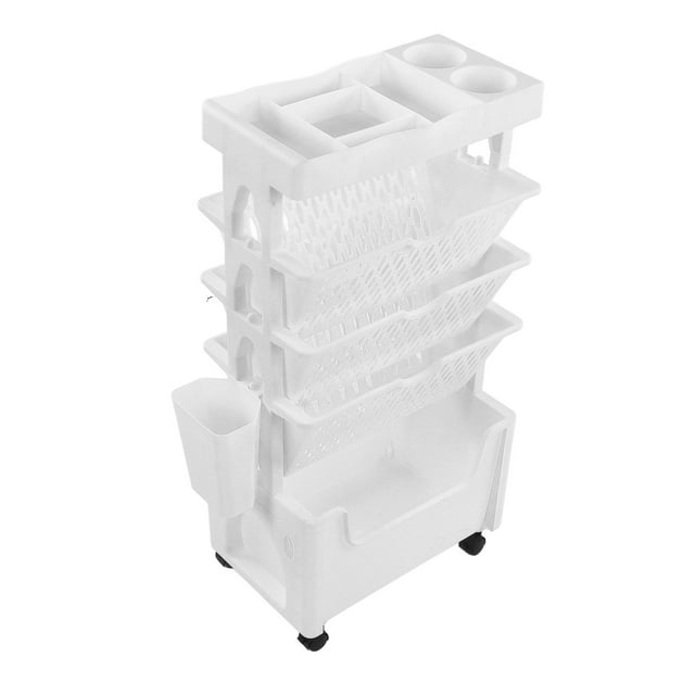 Movable Book Rack Large Capacity 5 Layer Thickened Rollers Multifunctional Bookshelf For Bedroom Living Room