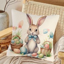 Easter Bunny Pillow Case Decoration, 18IN Easter Pillow Covers Spring Easter Throw Pillow Covers Easter Bunny Eggs Cushion Covers Pillow Cases For Home Outdoor Sofa Couch Decoration Linen Fabrics