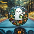 thumbnail image 3 of Window Hanging Acrylic Cute Ghost Suncatcher, Fun Car Decoration, Whimsical Ghost and Floral Design, Ideal Gift for Halloween or Ghost Lovers, 3 of 3