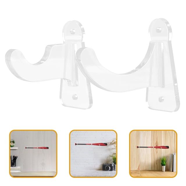 SEWCHICS 2Pair Wall Mount Baseball Bat Organizer Acrylic Holder with Installation Kit for Softball and Baseball