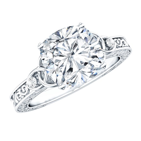 Rosec Jewels Moissanite Solitaire Engagement Ring for Women - 8 mm Cushion Cut - Celtic knot Ring - 3 Ct - D-VS1 Grade, 925 Sterling Silver, US 4.00