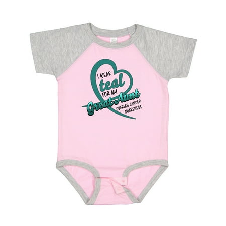 

Inktastic I Wear Teal for My Great Aunt Heart Ribbon Ovarian Cancer Gift Baby Boy or Baby Girl Bodysuit