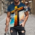 thumbnail image 3 of SDNall T-Shirt Homme Imprimé Automne Col Rond Mode Décontractée Manches Courtes Shorts, T-Shirts pour Hommes, Shorts Décontractés, 3 of 5