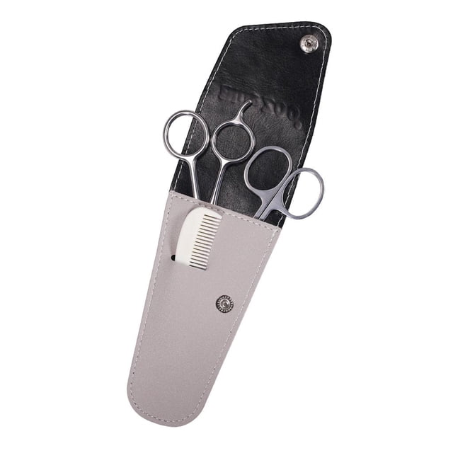 Juego de tijeras para el pelo de la nariz peine y bolsa portátil para recortar la cara - gris Colcomx juego de tijeras de barba