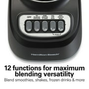Hamilton Beach Smoothie Blender, 48 oz BPA-Free Jar 650 W 12-Function Countertop Blender for Kitchen, Black