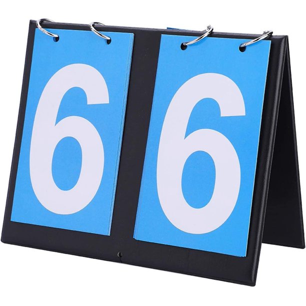Marcador - Dígitos Portátil Flip Deportes Marcador Contador de puntuación para tenis de mesa Baloncesto Fútbol Béisbol Vollyball (2 piezas, azul+rojo)