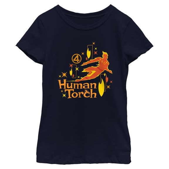 Girls The Fantastic Four: First Steps Retro Human Torch T Shirt