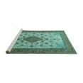 thumbnail image 2 of Ahgly Company Machine Washable Indoor Rectangle Medallion Turquoise Blue Traditional Area Rugs, 7' x 10', 2 of 4