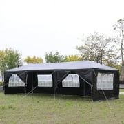 Fithood 10'x30' Outdoor Party Tent with 8 Removable Sidewalls, Waterproof Canopy Patio Wedding Gazebo, Black