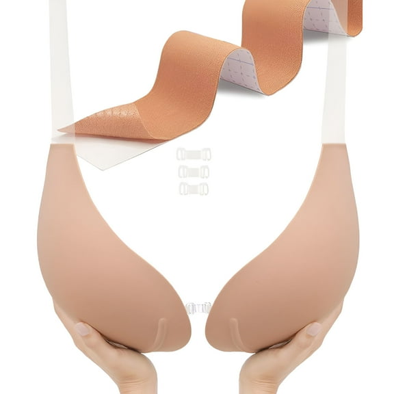 TELOLY Sticky Bra for Large Breasts - Invisible Lift Bra for Women Adhesive Silicone Bra Boob Lift Tape G Nude