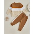 thumbnail image 4 of Suealasg 2Pcs Baby Boys Fall Outfits Long Sleeve Contrast Color =Sweatshirt +Sweatpants 6M 1T 2T 3T 4T Toddler Boys Autumn Clothes, 4 of 7