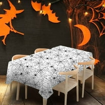 Nilvkv Halloween Spider Pattern Disposable Tablecloth Horror Decorative Plastic Tablecloth White Orange and Purple Optional Convenient Party