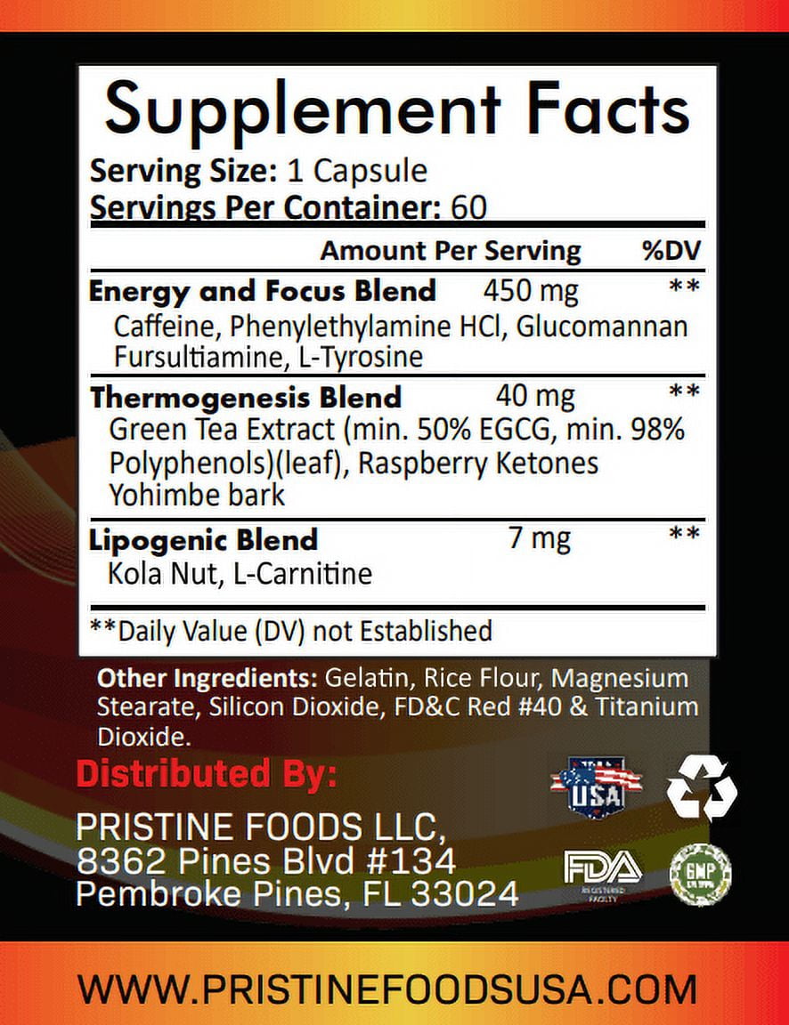 Pristine Foods Oxy Burn Natural Weight Management Supplement, 60 Capsules