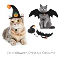 thumbnail image 2 of Ropa para mascotas pequeñas de Halloween, sombrero, alas de murciélago, disfraz divertido para gato, perro, ala artificial con cascabeles de calabaza, suministros para Halloween, 2 of 5