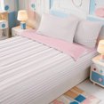 thumbnail image 3 of Erosebridal Geometric Lines Print Zipper Queen Comforter Set with Fitted Sheet and 2 Pillowcases,Abstract Striped Zipper Bedding Set,Pink Reversible,4 Pieces, 3 of 7