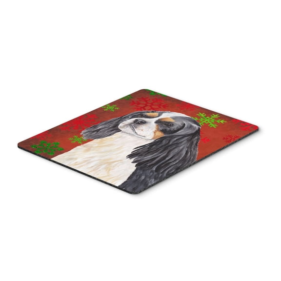 Carolines Treasures SC9431MP "Cavalier Spaniel Red and Green Snowflakes Holiday Christmas Mouse Pad Hot Pad or Trivet"