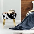 thumbnail image 6 of Velvet Storage Footrest Stool Ottoman Square Modern Upholstered Vanity Footstool Side Table Seat Dressing Chair with 4 Golden Metal Legs（Cow Pattern）, 6 of 10