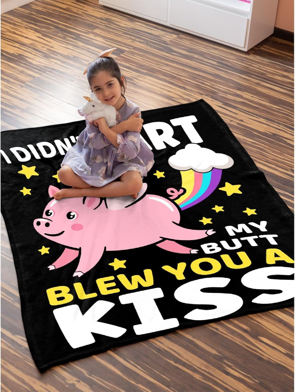 Funny Pig Blanket Gift for Girls Boys- 60x80 Inches Soft Flannel Throws Blankets Funny Gift for Teen Women Men Adult Cute Pig Lover Gifts for Birthday Christmas Halloween Bed Sofa Couch-Twin Size