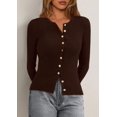 thumbnail image 4 of Suéter PRETTYGARDEN Otoño 2025 Mujer Marrón XL Tejido Acanalado, 4 of 7