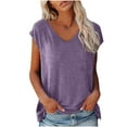 thumbnail image 1 of Pompotops Mode Femme Décontracté Col en V Blouse Unie Sans Manches T-Shirt Hauts d'Été, 1 of 6