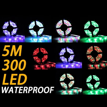 Waterproof DC12V 5M/16.4ft 300 LED RGB Color Changing 3528 LED Flexible Light Strip + 24 Key IR Remote Christmas Deco Xmas LED Strip Car Home Decorative