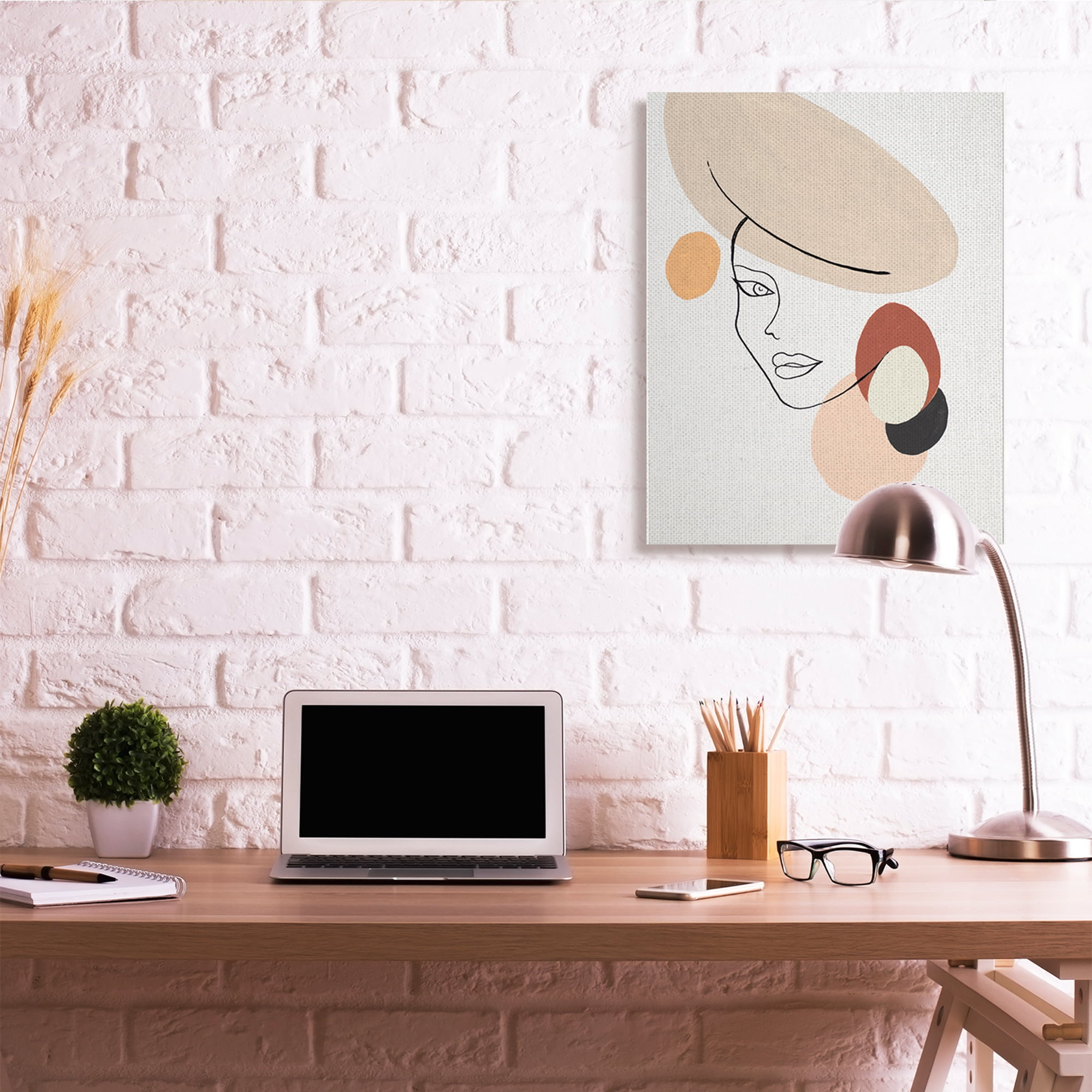 Stupell Industries Fashion Female Portrait Terracotta Abstract Shapes Abstract Painting Gallery Wrapped Canvas Art Print Wall Art, 30 x 40