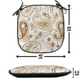 thumbnail image 4 of Paisley Chair Seating Cushion Set of 6, Floral Patterns with Paisley Inspired and Tulips Persian Hippie Art, Seat Pads for Office with Anti-slip Backing, 16"x16", White Chocolate Umber, by Ambesonne, 4 of 7