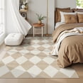 thumbnail image 4 of Lahome Decor 5'x7' Modern Washable Area Rugs for Living Room, 5x7ft Non-Slip Rugs for Bedroom, Farmhouse Checkered Rug, Moroccan Neutral Soft Low Pile Carpet for Office Dining Room Playroom,Beige, 4 of 9