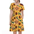 thumbnail image 1 of Balery Bohemian Sunflower Vestidos sueltos de manga corta para mujer, vestidos de verano 2025, vestidos casuales de corte A con vuelo., 1 of 6