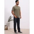 thumbnail image 5 of DARING DIVA Men's Crew Neck Short Sleeve Solid Color Retro Style T-Shirt M Khaki, 5 of 7