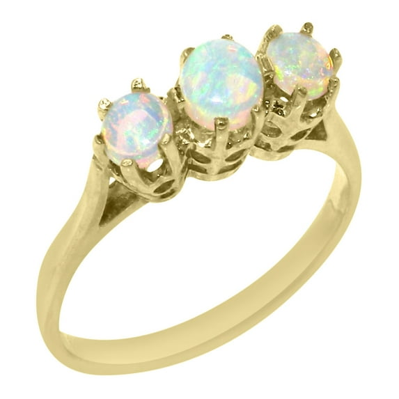 LBG British Made 10k Yellow Gold Natural Opal Womens Anniversary Ring - 33 size options - Size 6.5