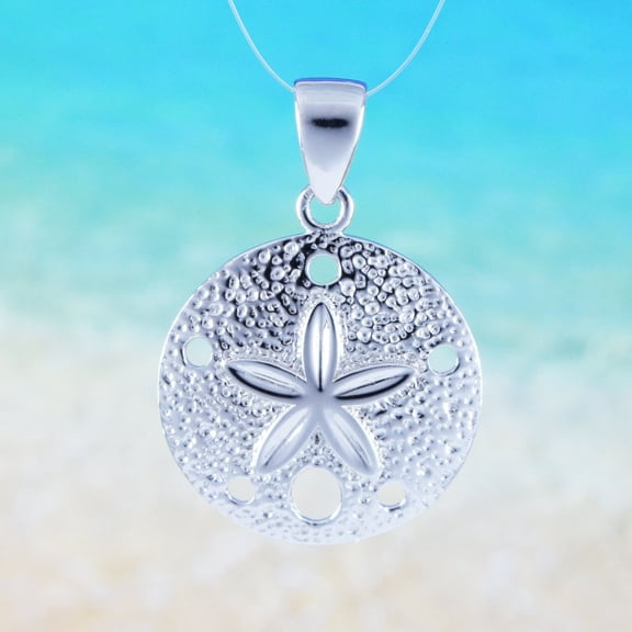Beautiful Hawaiian Sand Dollar Necklace, Sterling Silver Sand Dollar Pendant, N6118 Birthday Valentine Wife Mom Gift, Island Jewelry