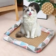 thumbnail image 1 of Natural Breathable Linen Rattan Pet Mat Cooler Summer Bed Washable Woven Square Cats Indoor Comfort, 1 of 3