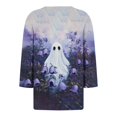 thumbnail image 4 of Zorckvet Women's T-Shirt - Ghost Print, 3/4 Sleeve & Notched V-Neck, 4 of 5