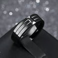 thumbnail image 6 of 6MM Titanium Steel Black Princess Cut Cz Band Men's Stylish Wedding Ring Sz 7-11, 6 of 9