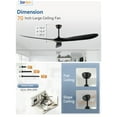 thumbnail image 5 of Zardon 70in Farmhouse Ceiling Fan with Remote Control No Light, 6 Speeds, Reversible, Low Profile Flush Mount Ceiling Fan for Indoor, Outdoor, Black, 5 of 7