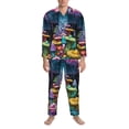 thumbnail image 3 of Salouo Colorful Mushroom Print Button-Front Long Sleeve Pajama Set for Men, Soft 2Pjs Men's Long Sleeve Sleepwear-Large, 3 of 7
